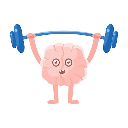 simsearch:400-08652593,k - Humanized Brain Doing Heavy Weight Lifting Exercise In Gym , Intellect Human Organ Cartoon Character Emoji Icon. Human Mind And Lifestyle Emoticon Illustration Showing Intellectual Brainpower. Photographie de stock - Aubaine LD & Abonnement, Code: 400-08931814