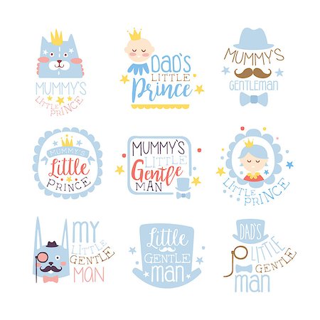 simsearch:400-08835171,k - Little Prince Set Of Prints For Infant Boy Room Or Clothing Design Templates In Pink And Blue Color. Vector Labels With Quotes Series Of Childish Posters For Toddler. Photographie de stock - Aubaine LD & Abonnement, Code: 400-08931929