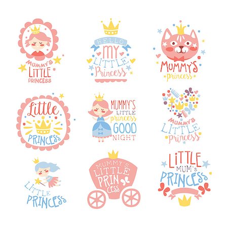 Little Princess Set Of Prints For Infant Girls Room Or Clothing Design Templates In Pink And Blue Color. Vector Labels With Quotes Series Of Childish Posters For Toddler. Stock Photo - Budget Royalty-Free & Subscription, Code: 400-08931930