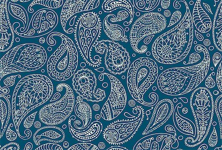 flowers sketch for coloring - Paisley ornament, seamless pattern for your design. Vector illustration Stock Photo - Budget Royalty-Free & Subscription, Code: 400-08931992