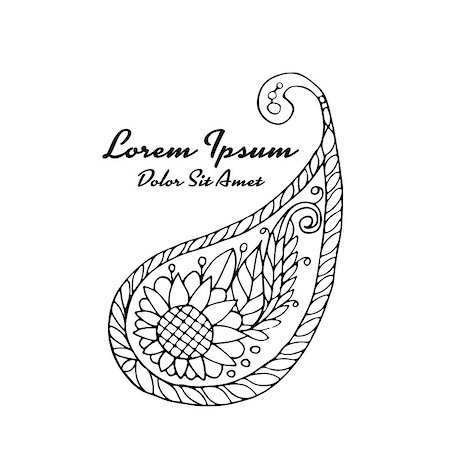 flowers sketch for coloring - Paisley ornament, sketch for your design. Vector illustration Stock Photo - Budget Royalty-Free & Subscription, Code: 400-08932003