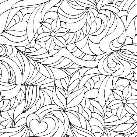 simsearch:400-07035440,k - Vector illustration of abstract seamless pattern.Coloring page for children and adult Stockbilder - Microstock & Abonnement, Bildnummer: 400-08932014