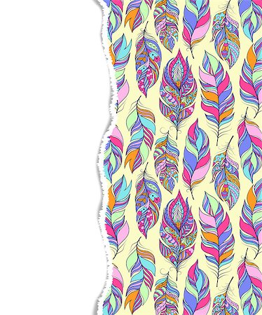 Vector illustration of pattern with colorful abstract feathers Stock Photo - Budget Royalty-Free & Subscription, Code: 400-08932016