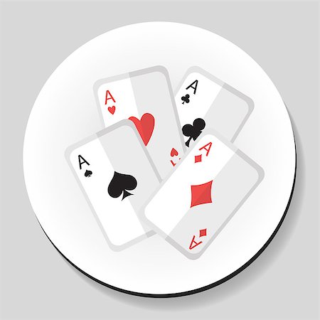 simsearch:400-04795607,k - Playing Cards 4 Aces sticker icon flat style. Vector illustration Stock Photo - Budget Royalty-Free & Subscription, Code: 400-08932059