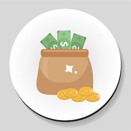 penny icon - Bag of money and coins sticker icon flat style. Vector illustration Stock Photo - Budget Royalty-Free & Subscription, Code: 400-08932070