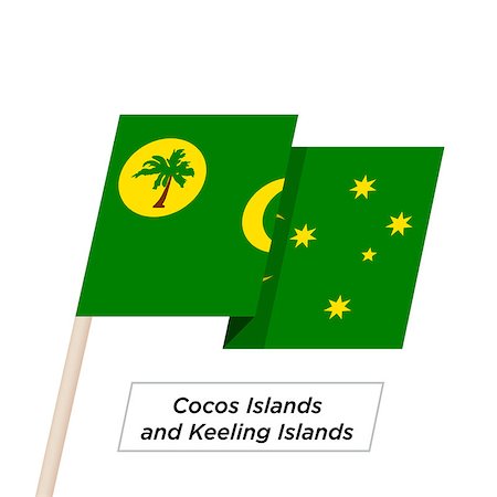 simsearch:400-08932157,k - Cocos Islands and Keeling Islands Ribbon Waving Flag Isolated on White. Vector Illustration. Cocos Islands and Keeling Islands Flag with Sharp Corners Photographie de stock - Aubaine LD & Abonnement, Code: 400-08932106