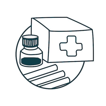 simsearch:400-08932328,k - First aid kit. Drugs Icon on medical subjects. Illustration of a funny cartoon style Foto de stock - Super Valor sin royalties y Suscripción, Código: 400-08932316