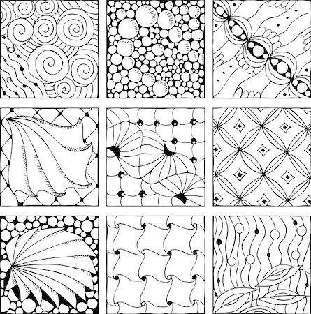 flowers sketch for coloring - Vector Adult Coloring Book Textures. various patterns Stock Photo - Budget Royalty-Free & Subscription, Code: 400-08932310