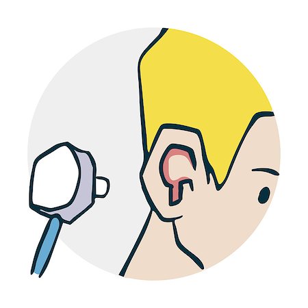 simsearch:400-08932328,k - Problems with ears. Check the ears stethoscope. Icon on medical subjects. Illustration of a funny cartoon style Stock Photo - Budget Royalty-Free & Subscription, Code: 400-08932339