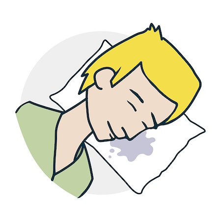simsearch:400-08932328,k - Boy sleeping on a pillow. Sleeping problems. Illustration of a funny cartoon style Stock Photo - Budget Royalty-Free & Subscription, Code: 400-08932333