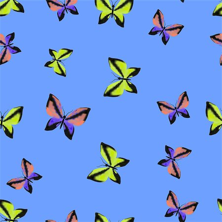 simsearch:400-08706648,k - Colorful Butterflies Seamless Summer Pattern on Blue Sky Background Foto de stock - Royalty-Free Super Valor e Assinatura, Número: 400-08932366