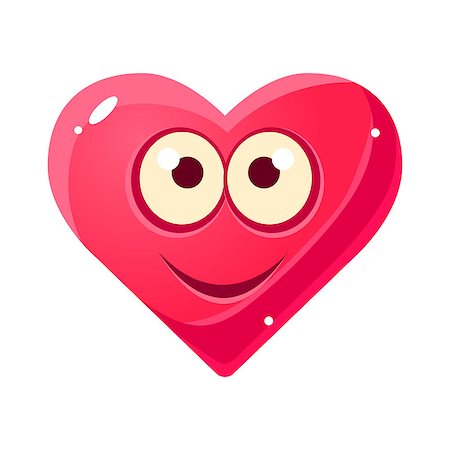 simsearch:400-08934242,k - Content Smiling Emoji, Pink Heart Emotional Facial Expression Isolated Icon With Love Symbol Emoticon Cartoon Character. Simple Heart-Shaped Face With Emotion Vector Sticker For Social Networks. Stock Photo - Budget Royalty-Free & Subscription, Code: 400-08932598