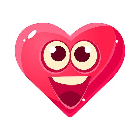 simsearch:400-08934240,k - HAppy And Excited Emoji, Pink Heart Emotional Facial Expression Isolated Icon With Love Symbol Emoticon Cartoon Character. Simple Heart-Shaped Face With Emotion Vector Sticker For Social Networks. Stock Photo - Budget Royalty-Free & Subscription, Code: 400-08932603