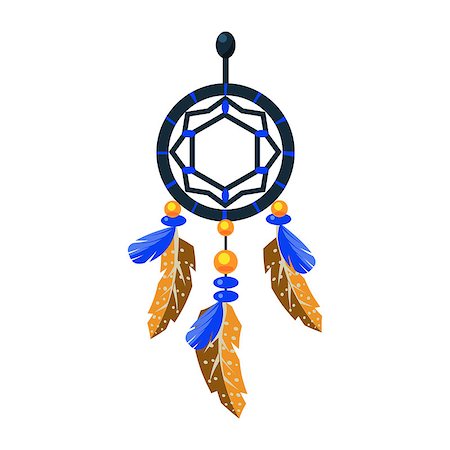 simsearch:400-08934681,k - Decorated Dreamcatcher Charm, Native American Indian Culture Symbol, Ethnic Object From North America Isolated Icon. Tribal Decorative Element Of Indian Tribe Life Vector Cartoon Illustration. Stockbilder - Microstock & Abonnement, Bildnummer: 400-08932627
