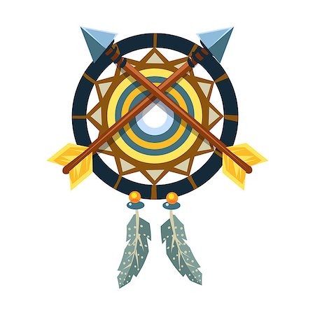 simsearch:400-08934681,k - Dreamcatcher Charm With Crossed Arrows, Native American Indian Culture Symbol, Ethnic Object From North America Isolated Icon. Tribal Decorative Element Of Indian Tribe Life Vector Cartoon Illustration. Stockbilder - Microstock & Abonnement, Bildnummer: 400-08932628