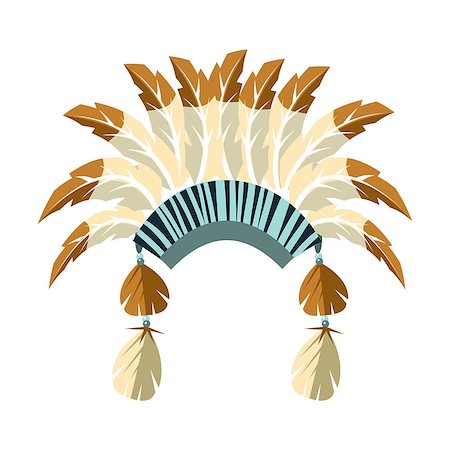 simsearch:400-08934681,k - Chiefs War Bonnet With Feathers, Native American Indian Culture Symbol, Ethnic Object From North America Isolated Icon. Tribal Decorative Element Of Indian Tribe Life Vector Cartoon Illustration. Stockbilder - Microstock & Abonnement, Bildnummer: 400-08932635