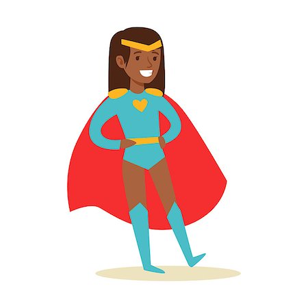 diadème - Girl Pretending To Have Super Powers Dressed In Blue Superhero Costume With Red Cape And Diadem Smiling Character. Halloween Party Disguised Kid In Comics Hero Outfit Vector Illustration. Stock Photo - Budget Royalty-Free & Subscription, Code: 400-08932671