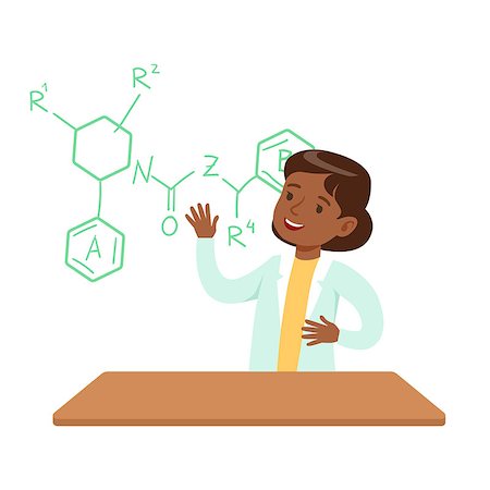 Girl Chemist Explaining Skeletal Chemical Formula, Kid Doing Science Research Dreaming Of Becoming Professional Scientist In The Future. Part Of Series With Children Working In Different Scientific Fields Vector Illustrations. Stock Photo - Budget Royalty-Free & Subscription, Code: 400-08932696