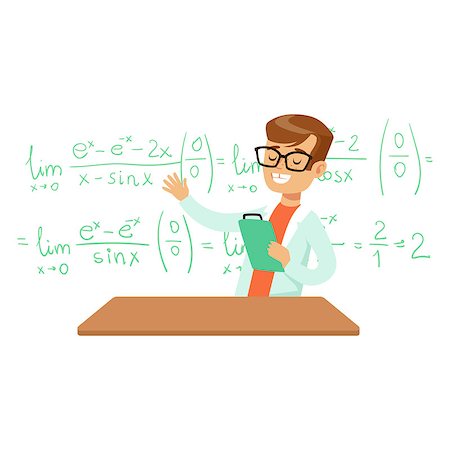 simsearch:400-08932702,k - Boy Explaining Mathematic Formula, Kid Doing Math Science Research Dreaming Of Becoming Professional Scientist In The Future. Part Of Series With Children Working In Different Scientific Fields Vector Illustrations. Photographie de stock - Aubaine LD & Abonnement, Code: 400-08932692