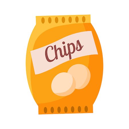 Bag Of Potato Chips Snack, Cinema And Movie Theatre Related Object Cartoon Colorful Vector Illustration. Isolated Object Cinematography Entertainment Attribute In Bright Color. Photographie de stock - Aubaine LD & Abonnement, Code: 400-08932730