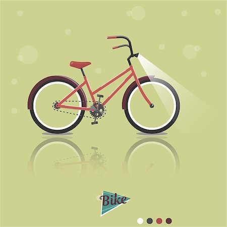 Red bicycle. Vector bright illustration of Bike. Cycling concept. Trendy style for graphic design, logo, Web site, social media, user interface, mobile app. Foto de stock - Super Valor sin royalties y Suscripción, Código: 400-08932781