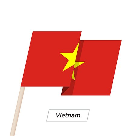 simsearch:400-05260934,k - Vietnam Ribbon Waving Flag Isolated on White. Vector Illustration. Vietnam Flag with Sharp Corners Stock Photo - Budget Royalty-Free & Subscription, Code: 400-08932871