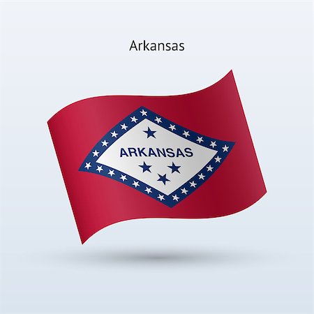 State of Arkansas flag waving form on gray background. Vector illustration. Fotografie stock - Microstock e Abbonamento, Codice: 400-08932892