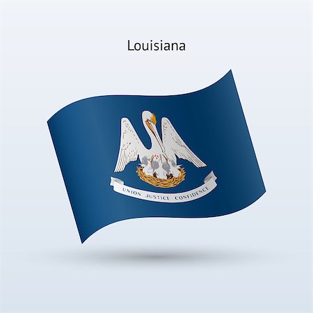 State of Louisiana flag waving form on gray background. Vector illustration. Stock Photo - Budget Royalty-Free & Subscription, Code: 400-08932906