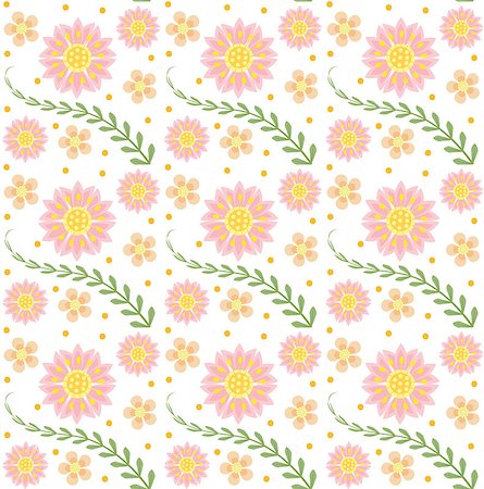 simsearch:400-08158857,k - Floral seamless pattern. Flowers repeating texture. Botanical endless background. Vector illustration Photographie de stock - Aubaine LD & Abonnement, Code: 400-08933001
