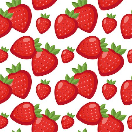 simsearch:400-09108602,k - Strawberry seamless pattern. Berry endless background, texture. Fruits background. Vector illustration Stock Photo - Budget Royalty-Free & Subscription, Code: 400-08933031