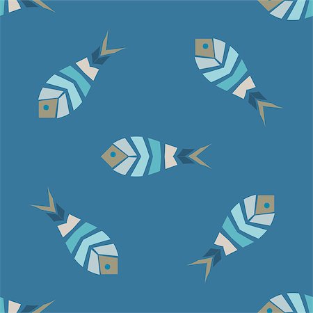 Flock of fish mosaic seamless pattern. Natural vector background Foto de stock - Royalty-Free Super Valor e Assinatura, Número: 400-08933054