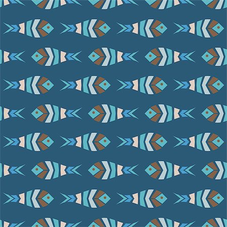 Flock of fish mosaic seamless pattern. Natural vector background Stock Photo - Budget Royalty-Free & Subscription, Code: 400-08933052