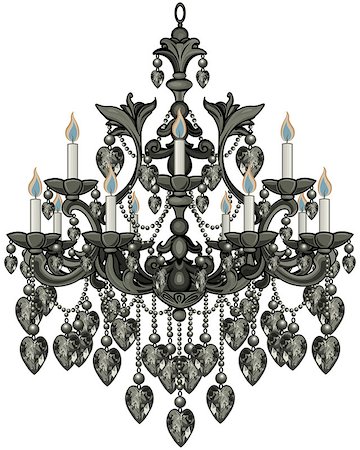 Illustration of baroque black crystal chandelier Stock Photo - Budget Royalty-Free & Subscription, Code: 400-08933229