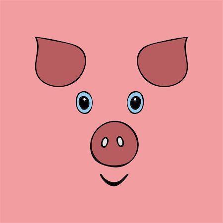 ranch cartoon - Pig cute funny cartoon head. Vector illustration Stock Photo - Budget Royalty-Free & Subscription, Code: 400-08933256