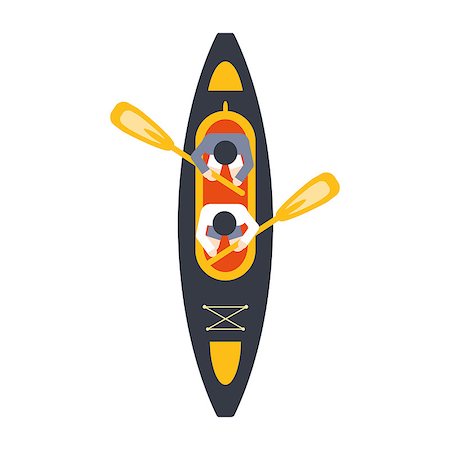 Kayak For Two Person With Peddles From Above, Part Of Boat And Water Sports Series Of Simple Flat Vector Illustrations. River Boating Sportive Equipment Piece Isolated Item On White Background. Stock Photo - Budget Royalty-Free & Subscription, Code: 400-08933325