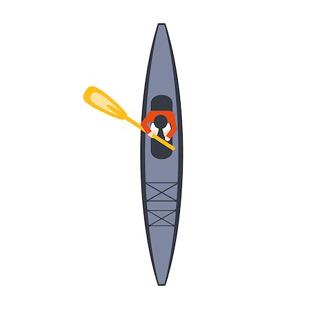 Blue Kayak From Above With One Man And Peddle, Part Of Boat And Water Sports Series Of Simple Flat Vector Illustrations. River Boating Sportive Equipment Piece Isolated Item On White Background. Stock Photo - Budget Royalty-Free & Subscription, Code: 400-08933323
