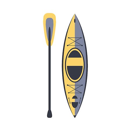 Yellow And Blue Kayak And Peddle, Part Of Boat And Water Sports Series Of Simple Flat Vector Illustrations. River Boating Sportive Equipment Piece Isolated Item On White Background. Stock Photo - Budget Royalty-Free & Subscription, Code: 400-08933337