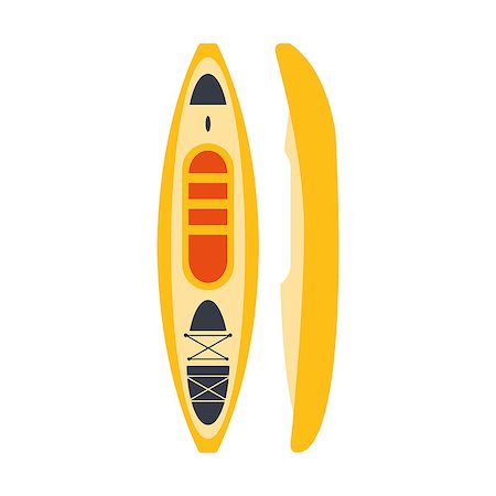 Yellow Plastic Kayak From Two Perspectives, Part Of Boat And Water Sports Series Of Simple Flat Vector Illustrations. River Boating Sportive Equipment Piece Isolated Item On White Background. Stock Photo - Budget Royalty-Free & Subscription, Code: 400-08933338