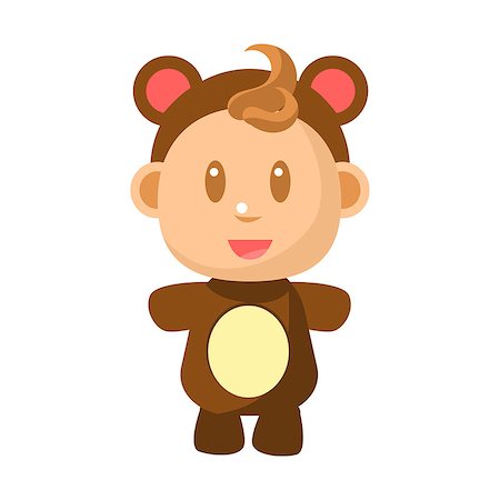 simsearch:400-08835171,k - Small Happy Baby Standing In Brown Bear Costume Vector Simple Illustrations With Cute Infant. Part Of Infancy Series Of Isolated Flat Icons With Smiling Kids And Their Activities. Photographie de stock - Aubaine LD & Abonnement, Code: 400-08933357