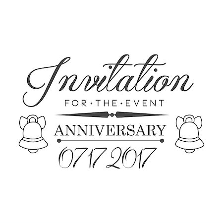 Graduation Anniversary Party Black And White Invitation Card Design Template With Calligraphic Text. Monochrome Print Inviting To The Celebration Event In Classy Typography Style Vector Illustration Stock Photo - Budget Royalty-Free & Subscription, Code: 400-08933404