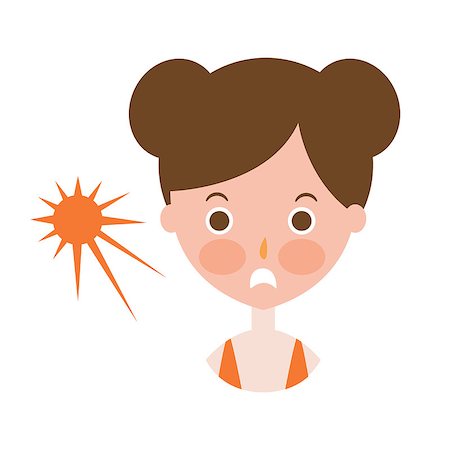 sun protection cartoon - Woman Upset With Sunburn On Cheeks, Part Of Summer Beach Vacation Series Of Illustrations. Seaside Holidays Related Infographic Icon In Primitive Vector Carton Style. Stock Photo - Budget Royalty-Free & Subscription, Code: 400-08933431