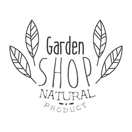 simsearch:400-08931159,k - Natural Product Garden Shop Black And White Promo Sign Design Template With Calligraphic Text. Fresh Bio Food, Farming And Gardening Products Store Monochrome Vector Label. Stock Photo - Budget Royalty-Free & Subscription, Code: 400-08933468