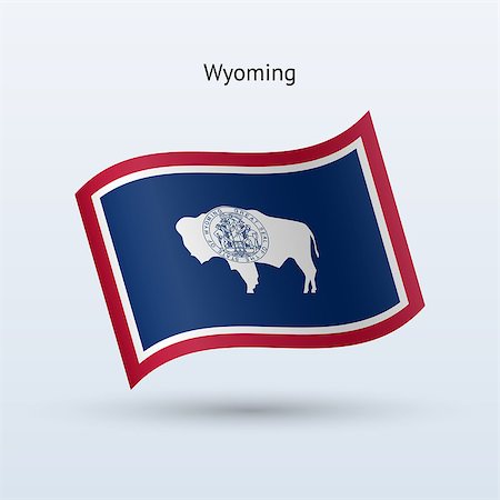 simsearch:400-06202298,k - State of Wyoming flag waving form on gray background. Vector illustration. Photographie de stock - Aubaine LD & Abonnement, Code: 400-08933505