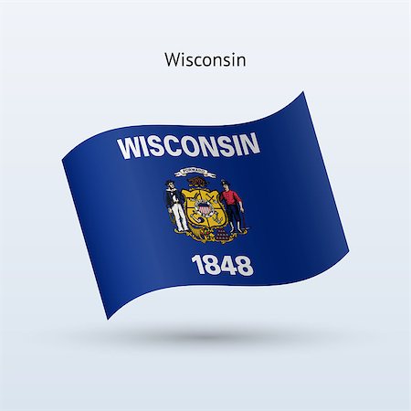 simsearch:400-06202298,k - State of Wisconsin flag waving form on gray background. Vector illustration. Photographie de stock - Aubaine LD & Abonnement, Code: 400-08933503