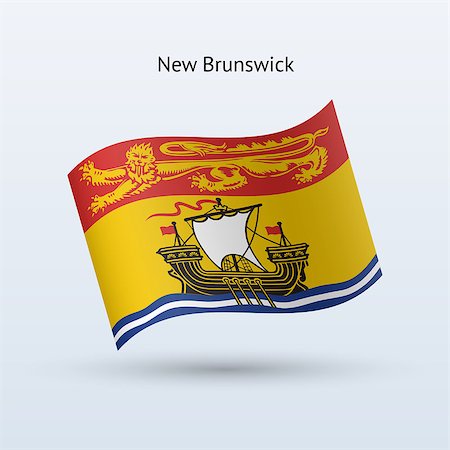 Canadian province of New Brunswick flag waving form on gray background. Vector illustration. Stock Photo - Budget Royalty-Free & Subscription, Code: 400-08933523