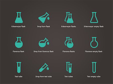 simsearch:670-03734302,k - Erlenmeyer and florence flasks icons set. Vector illustration. Photographie de stock - Aubaine LD & Abonnement, Code: 400-08933544