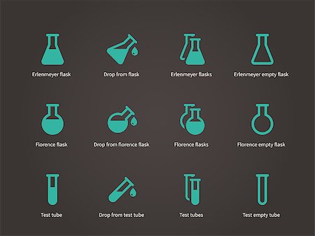 simsearch:695-05770673,k - Erlenmeyer and florence flasks icons set. Vector illustration. Photographie de stock - Aubaine LD & Abonnement, Code: 400-08933544