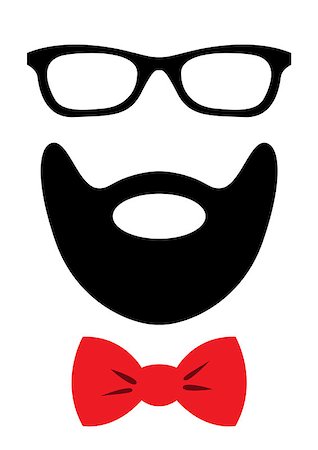 Party accessories set - glasses, mustache, bow - for design, photo booth, scrapbook in vector Stockbilder - Microstock & Abonnement, Bildnummer: 400-08933556