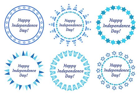 simsearch:400-05157469,k - Happy Independence Day of Israel set of round frames with space for text. Jewish Holidays Border for your design. Vector illustration, clip art Stock Photo - Budget Royalty-Free & Subscription, Code: 400-08933579