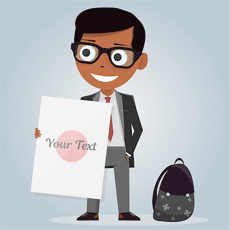 simsearch:400-06744675,k - Schoolboy with white board for the website. School uniforms for boys. Isolated character. Cartoon student personage. Vector illustration on white background. Stock Photo - Budget Royalty-Free & Subscription, Code: 400-08933625